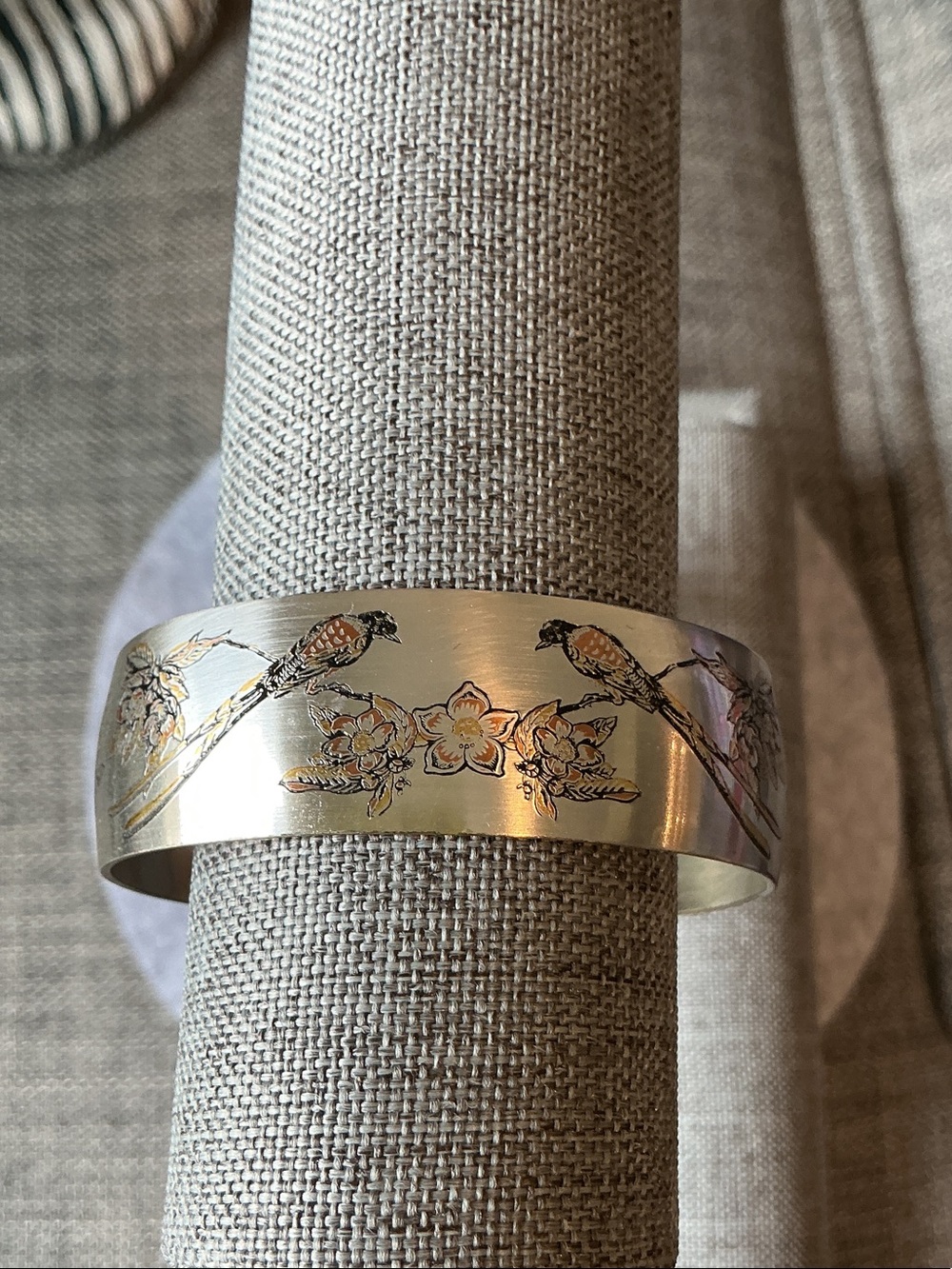 Vintage Reed & Barton Damascene Cuff Bracelet